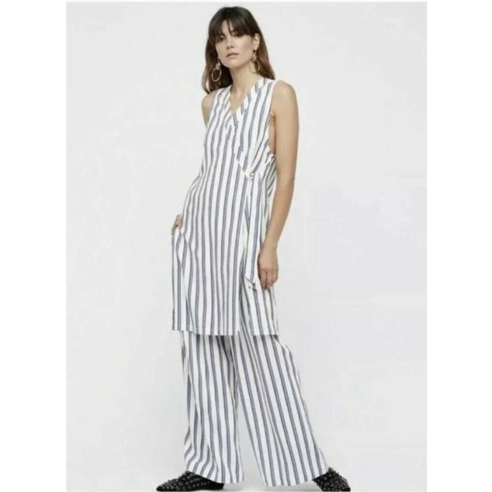 Free People Tuxedo Stripe Wide Leg Pants Set XS